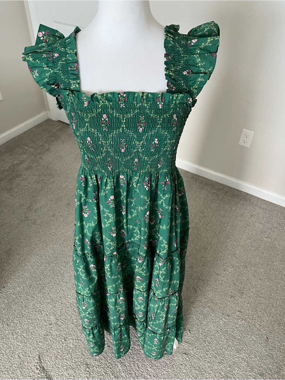 Like New Hill House Ellie Nap Dress in Emerald Trellis Size XS - Picture 6 of 11